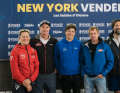 Cinq candidats de poids pour le 10e Vendée Globe (de droite à gauche) : Yoann Richomme, Thomas Ruyant, Sebastien Simon, Jérémie Beyou et Samantha Davies.