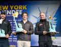 Trois candidats sur une dizaine de podiums pour le 10e Vendée Globe (de droite à gauche) : Jérémie Beyou, Charlie Dalin, Boris Herrmann