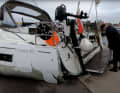 Inspection à terre, il ne reste pas grand-chose de l'Oceanis 40.1