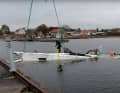 The wreck of the Oceanis 40.1 in the harbour of Grönhögen