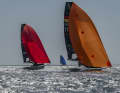 Richard Schultheis and Fabian Rieger are leading the 49er fleet in the first major Olympic test event after twelve races, with two days to go before the final decision.