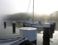 Nebel bei Reisebeginn im Frühjahr im Nord-Ostsee-Kanal