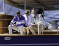 „Ouzel“-Bootsbauer und -Designer (von links nach rechts): Sam Temple von Rockport Marine, Interieur-Gestalter Mark Whiteley und Tom Degrémont von Langan Design Partners mit Sitz in Newport, Rhode Island.