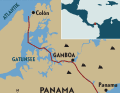 Route of the canal linking the Atlantic and Pacific Oceans