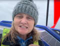 A deck spreader serves Pip Hare as a distress rig. She logs 2 to 3 knots with the storm jib. However, she is working on a larger sail
