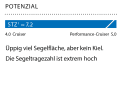 1 Dimensionslose Zahl. Berechnung: 2√S/3√V. Je höher der Wert, desto mehr Segelfläche (S) hat das Schiff in Relation zur Verdrängung (V).