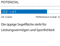 1 Dimensionslose Zahl. Berechnung: 2√S/3√V. Je höher der Wert, desto mehr Segelfläche (S) hat das Schiff in Relation zur Verdrängung (V)