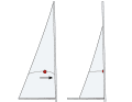 Enrouleur : le centre de pression de la voile et le profil de la toile non enroulée se déplacent vers l'avant à mesure que la voile est enroulée. La voile est tendue de manière trop plate et perd beaucoup de son efficacité lorsqu'elle n'est pas enroulée
