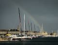 Sous un arc-en-ciel au-dessus de Saint-Malo : 115 solistes et leurs bateaux se sont rassemblés ici pour le départ de la 13e édition de la Route du Rhum, le 1er novembre.