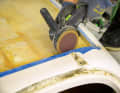As an oscillating saw was used, the cut edges are quite clean. However, they should be straightened and sanded again. This will make it easier to fit the new core material later on
