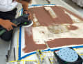 The brown mixture of microballoons and silica powder is easy to sand. However, there is still some work to be done before the ...