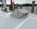 A higher guard is fitted over the hatch. This allows more air below deck and an insect net can be integrated