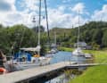 Halbzeit im Crinan Canal: „Oblomow“ am kleinen Anleger von Cairnbaan
