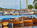 Pretty wooden boats in Risør harbour. The big classic boat festival is always held here in August