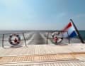 "Nilaya" leaves her own wave system on the beam sheet in winds of less than 20 knots