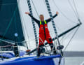 And even at the finish line, the eleventh-placed athlete was still able to celebrate exuberantly