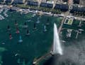 La vista sul porto della SailGP sul Lago di Ginevra.