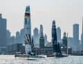 Regatta action against the city backdrop of Chicago