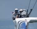 Erik Heil at the wheel for Sebastian Vettel and Thomas Riedel's Germany SailGP Team
