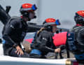 Hannah Mills s'entraîne ici pour son avenir de barreuse SailGP.