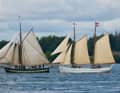 The oldest sailing ship in Denmark - the yacht "Jensine" from Haderslev, built in 1852 (left). Behind it is the schooner "Karoline Svane" from Svendborg, built in 1885