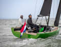 In windy conditions, the crew sits well and safely on the high edge