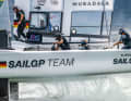 Qui al timone del catamarano tedesco F50