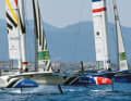 Es geht hart zur Sache: direkter Zweikampf mit dem französischen SailGP-Team