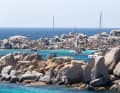 Anchoring in the rocky bay of Cala Lazarina on the west side of Lavezzi.