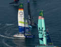 La squadra tedesca durante l'allenamento per l'Emirates Dubai Sail Grand Prix.