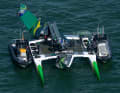 Flügelbruch beim SailGP in San Francisco. Die australische Crew um Tom Slingsby blieb dabei unverletzt.