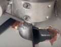 ... and back. The lower rudder bearing, which is laminated into the fuselage, probably couldn't withstand the pressure