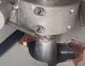 The rudder stock below the rudder quadrant had play. This is how it should normally be positioned