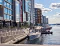 Waterfront promenade in Oslo's chic Tjuvholmen neighbourhood.