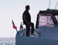 The rigid structure extends well beyond the eighth and leaves the coxswain little room. In most cases, the autopilot is likely to be at the helm.