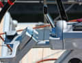 The throttle lever exposed on the wheel can be covered with a hinged composite part