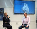Konstanze Bassin from Sea Cloud Cruises in conversation with podcast host Timm Kruse on stage at Delius Klasing Verlag