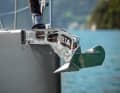 Attached: The anchor rests in a robust stainless steel bow fitting. Alternatively, a permanently attached bowsprit is available