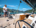 Extensive:The two wheels are positioned as far out as possible. This gives the helmsman the best possible view. Folding seats are available as an option