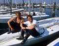 Achim Grise und Michael Marcour auf ihrem Starboot.