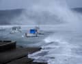 Storm Ciarán swept over the harbour of Goury in Auderville in the English Channel