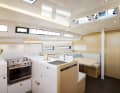 The pantry is set off in colour and space.