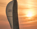 At the sundowner regatta from Cuxhaven to Helgoland, the silhouettes of the participating yachts were particularly striking at sunset
