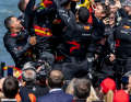 Here the Spaniards celebrate their strategist Nicole Van der Velden