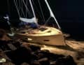 The Oceanis is being crushed on the pier