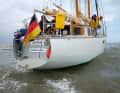 The Skorpion yacht is built from steel as a round bilge. The original plan was to go to the Amazon, but now the cruise plan includes the North Sea and Baltic Sea for the time being
