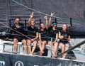 Die Malizia-Crew auf Etappe vier. Für Etappe fünf geht Loïs Berrehar von Bord, Will Harris kommt zurück.