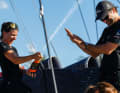 Cole Brauer and Boris Herrmann in Boka Bay. Photo: Lloyd Images/The Ocean Race Europe 2025