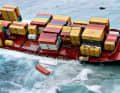 A scene that is, unfortunately, not at all uncommon: during a storm or as a result of running aground, a cargo ship loses part of its cargo.