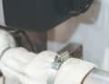 The exhaust pipe reaches a temperature of around 110 degrees Celsius. To protect the equipment, it is fitted with a ceramic wool sleeve.